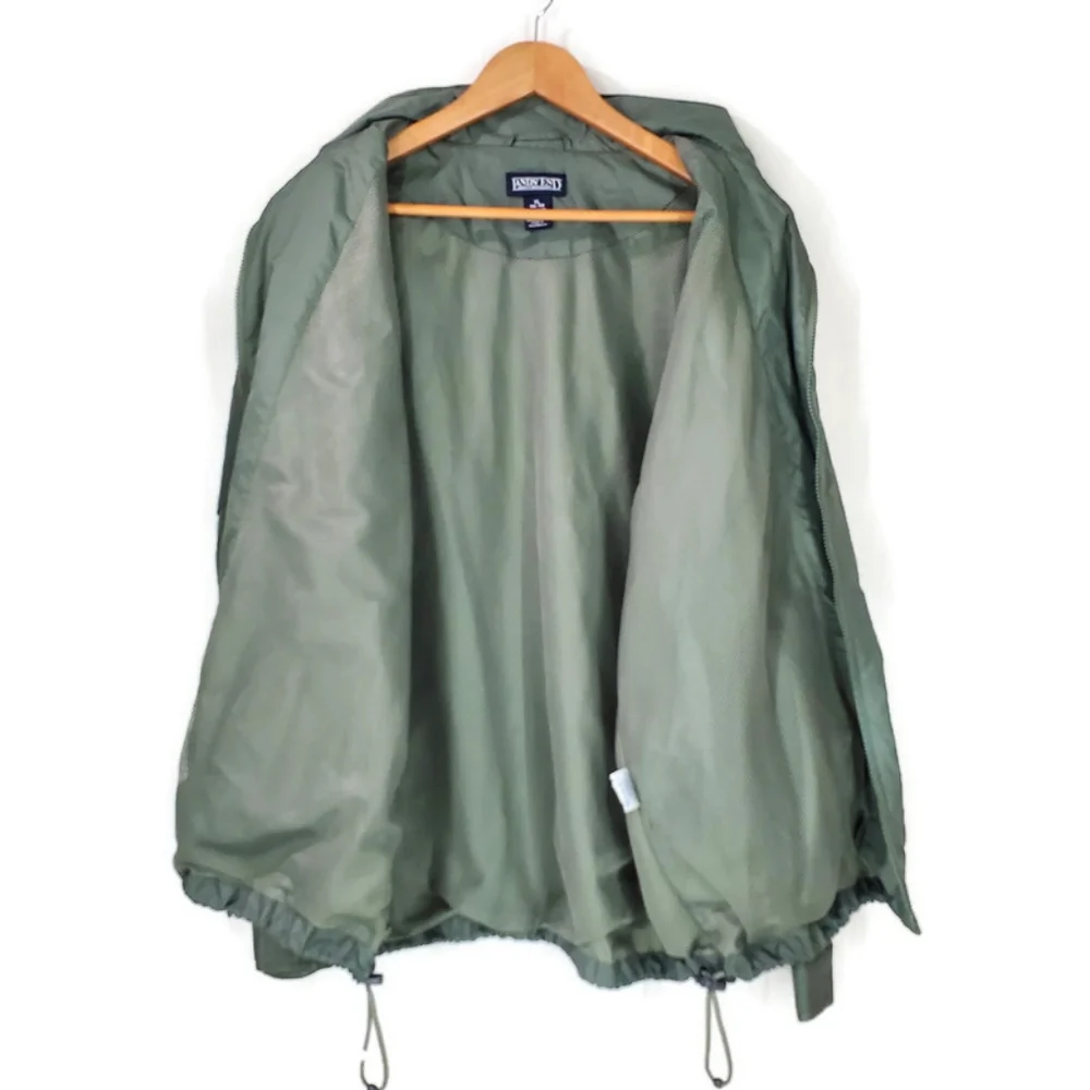 Lands End Mens Nylon Jacket Coat Softshell Outdoor Green Rain Windbreaker SZ XL